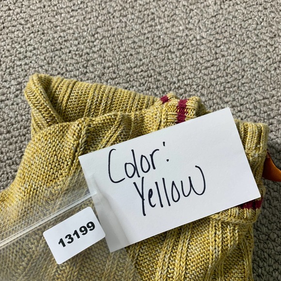 Tory Burch Womens Sweater Size Medium Yellow Chunky Knit Linen Short Sleeves - Picture 10 of 10